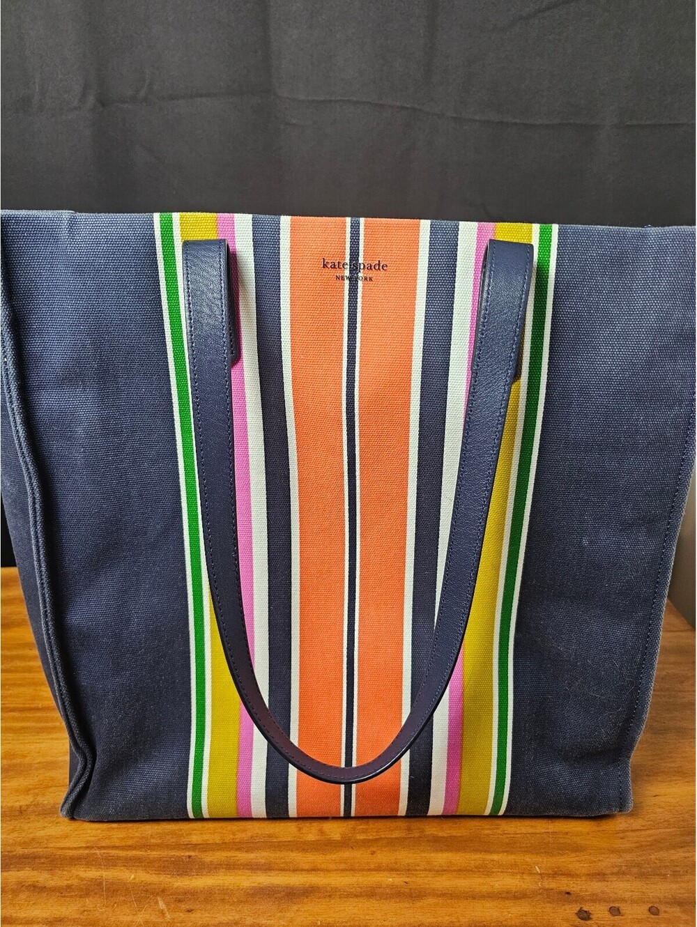 Kate spade Tote Navy Blue Womens Medium Canvas New York